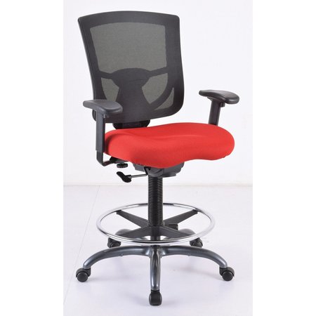 OFFICESOURCE CoolMesh Pro Mesh Back Task Stool with Adjustable Arms, Upholstered Seat, Footring and Black Base 8051ANSFRD